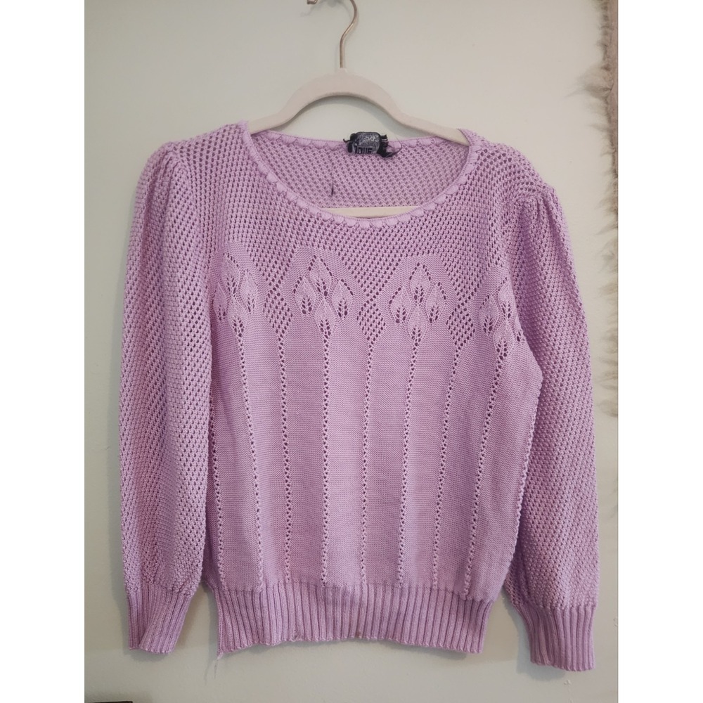 Vintage Jolie Geometric Sweater small medium Lilac USA Made